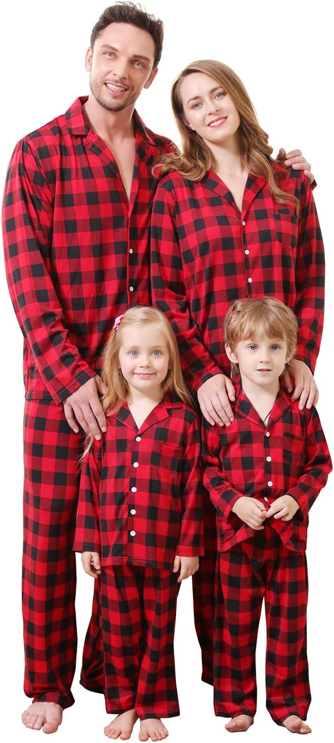 red plaid matching family pajamas